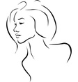 beautiful young woman profile - black line vector image