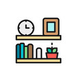 office shelf bookshelf flat color line icon vector image vector image