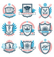 vintage colored nautical emblems set vector image