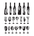 Wine bottle and glasses silhouettes Royalty Free Vector