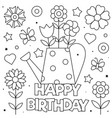 Happy birthday coloring page Royalty Free Vector Image