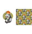 little cupid is playing on panda39s head vector image vector image