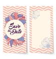 save the date card flowers on chevron background vector image