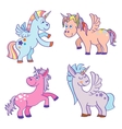 cute cartoon miracle unicorns set vector image
