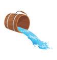 wooden bucket with water and handle container vector image vector image