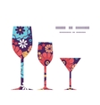 colorful bouquet flowers three wine glasses vector image vector image