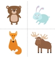 forest animal set bear hare fox moose kids vector image