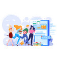 loading concept tiny character female male running vector image