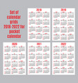 set calendar grid for years 2018-2022 vector image vector image