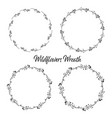 set of outline wreath with flowers simple vector image