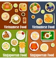 vietnamese and singaporean cuisine dishes vector image