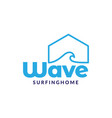 minimal line home with wave logo design graphic vector image