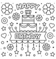 Happy birthday coloring page black and white Vector Image