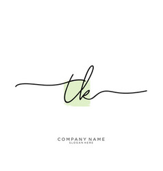 Tk initial handwriting logo design Royalty Free Vector Image