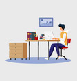 boy working on computer vector image vector image