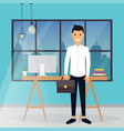 business man working at his office desk flat vector image vector image
