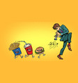 fast food goes for man playing music vector image vector image