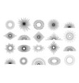 set of vintage sunbursts in different shapes vector image