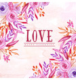 watercolor valentine floral background vector image