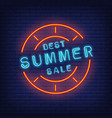 best summer sale sign in neon style vector image vector image