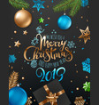 merry christmas and happy new year greeting card vector image