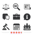 scales of justice icon auction hammer and case vector image