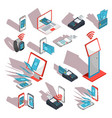 isometric icons of mobile phones laptop vector image