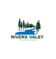 nature rivers valley logo design template vector image