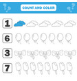 mathematics worksheet for kids count and color vector image