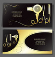 business card hairstyle scissors comb and hair vector image