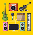 musical instruments and devices on yellow vector image