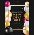 sale banner with floating balloons vector image vector image