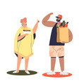 healthy eating couple holding bags fresh vector image