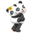 mother panda carrying cute baby vector image