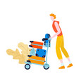 tourist in airport with baggage traveling journey vector image vector image