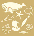 hand drawn underwater animal collection vector image