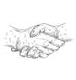 handshake vintage monochrome hatching vector image vector image