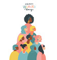 happy women standing together in shape of cone vector image
