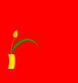 still life tulip yellow with bright red color vector image