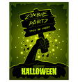 halloween poster zombies hand and wooden sign vector image vector image