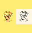 shaka hand emblem summer surf logo surfers vector image