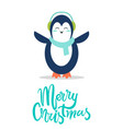 sweet penguin in soft earpieces and warm scarf vector image