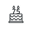 birthday cake line icon with candle number 75 vector image