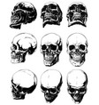 detailed graphic black and white human skulls set vector image vector image