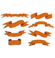 collection of orange ribbon banners and scrolls vector image