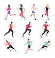 jogging and running people runners in motion vector image