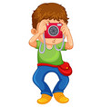 boy holding camera taking picture vector image