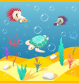 inhabitants of underwater world background vector image