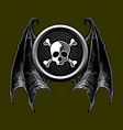 a pair of bat wings and skull vector image vector image