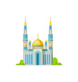 mosque with golden dome and crescent moon isolated vector image vector image